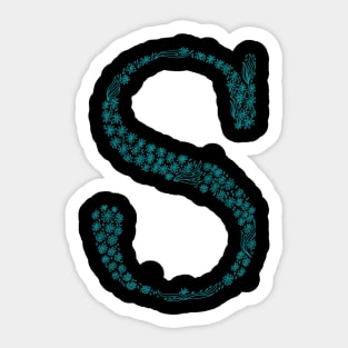 blue flower letter s Sticker